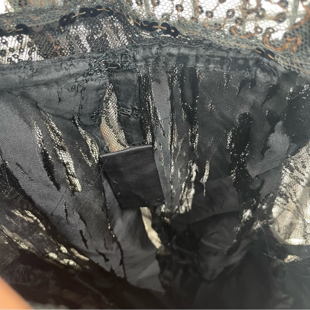 Antique 1910s Black Silk Tulle Beaded Sequin Edwardian Mourning Gibson Girl Gown - Picture 15 of 16